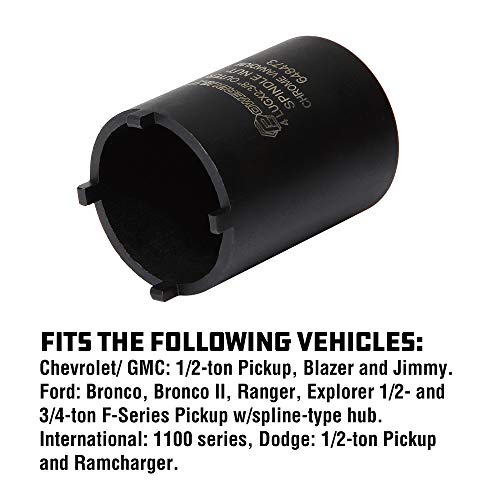 Powerbuilt Spindle Nut Socket, 4 Lug, 2-3/8 Inch Outer Diameter, Bronco Ranger Ford Chevy GMC Pickup Trucks and SUV - Black 648473 - style: 4-Lug, 2-3/8" Outer