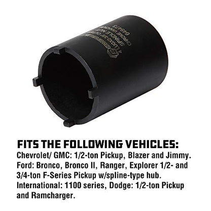 Powerbuilt Spindle Nut Socket, 4 Lug, 2-3/8 Inch Outer Diameter, Bronco Ranger Ford Chevy GMC Pickup Trucks and SUV - Black 648473 - style: 4-Lug, 2-3/8" Outer