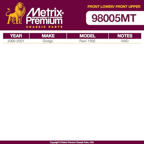 Metrix Premium Chassis Parts - 4 PC Front Upper & Front Lower Ball Joint Kit Fits 2000-2001 Dodge Ram 1500 4WD, Replacement K7401, K3134T, Made in Europe