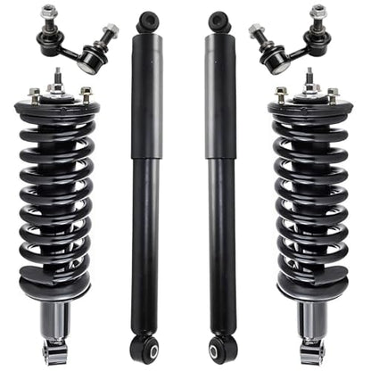 Detroit Axle - 4WD Front Struts & Coil Spring Sway Bars + Rear Shock Absorbers Replacement for 2005-2019 Nissan Frontier 4.0L - size: 6AQS47261/Shock Kit