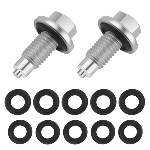 2PCS M12×1.75 Magnetic Oil Drain Plug (M12x1.75, 2PCS) | Replacement OEM#6730-AA/AJ0310404 Oil Pan Drain Plug with 10PCS Oils Drains Plugs Gasket,Compatible with Ford/Chevrolet/Buick - color: M12x1.75, 2pcs