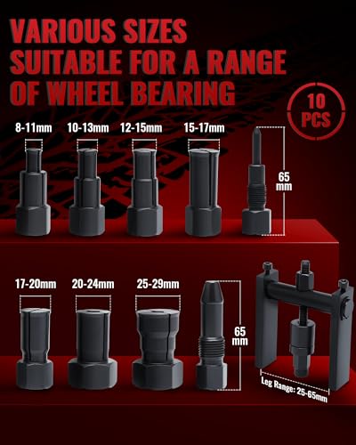 Reywoo Motorcycle Wheel Bearing Puller Set, 8-25mm Motorcycle Wheel Inner Bearing Removal Tool Set, 10 Piece Blind Hole Bearing Puller Tool Kit for Removing Motorcycle Bearings - style: 10pcs 8-25mm