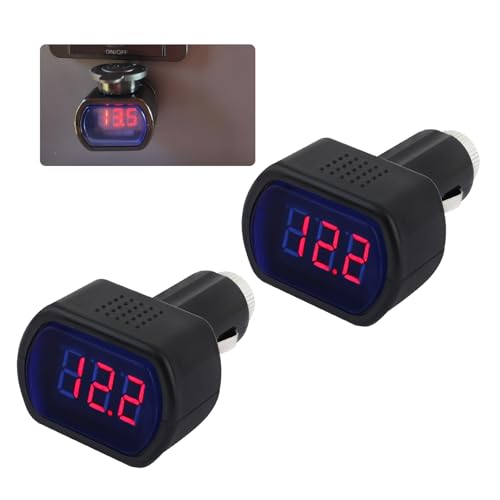 2PCS Car LED Cigarette Lighter Voltage Meter with Digital Display,12V/0.1A Battery Voltage Meter for Real-Time Voltage Monitoring,Universal Car Voltage Meters of Car Essentials (2PCS) - color: 2PCS