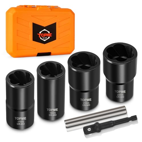 Locking Lug Nut Removal Tool, 6 Pieces Lug Nut Extractor Set 1/2 Inch Drive | Lug Nut Removal Tool for Damaged, Frozen, Studs, Rusted Bolts and Nuts
