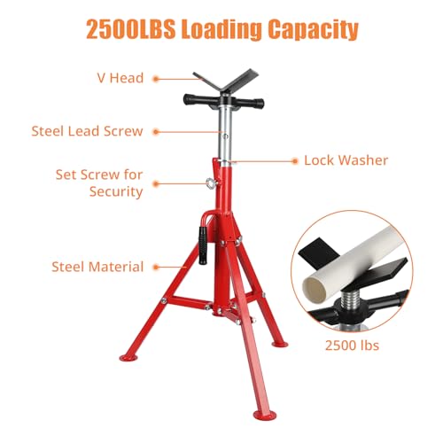 Heavy-Duty Jack Stands, Adjustable Height 28-52 Inches,Folding Pipe Stand with Transfer V-Head,2500 Lbs Load Capacity,Ideal for Construction Projects,Welding and Automotive. - size: V-shape