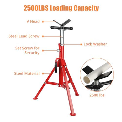 Heavy-Duty Pipe Jack Stands, 2500LB Capacity & 28-52 Inch Adjustable Height, Folding Steel Stand for Welding, Automotive Repair and Industrial Use,Red - size: 2500 lbs