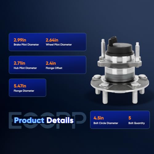 ECCPP 2-Piece 512436 Wheel Hub Bearing for Kia Forte Koup 2010-2013 | for Kia Forte 2010-2013 5 lugs w/ABS Sensor Pre-Greased Sealed - size: 512436*2