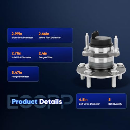 ECCPP 2-Piece 512436 Wheel Hub Bearing for Kia Forte Koup 2010-2013 | for Kia Forte 2010-2013 5 lugs w/ABS Sensor Pre-Greased Sealed - size: 512436*2