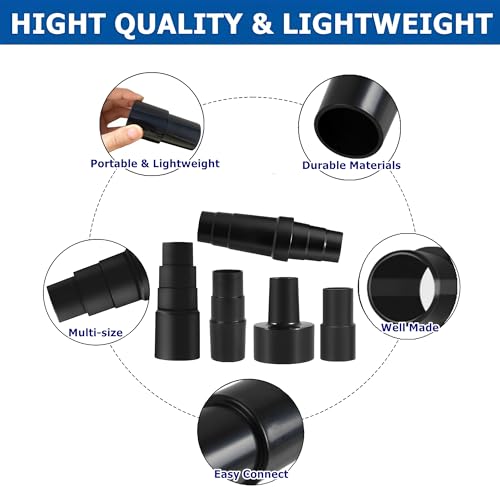 5 Pcs Universal Vacuum Hose Adapter Reducer Attachment Kit for Dry Wet Shop Vacs -Converts 1 1/2 to 1 1/4 inch, 1 3/8 inch to 1 1/4 inch Vacuum Adapter