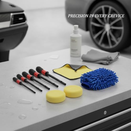 Car Detailing Brush Set, PP Plastic Cleaning Tools for Interior Vents, Dashboard, Wheels, and Exterior Crevices - size: 9.84 x 5.91 x 2.36 in