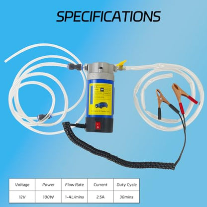 100W Electric Oil Diesel Fluid Transfer Pump with Tubes Oil Extractor Pump Gear Pump for Car/Marine/RV/Boat/Motorcycle