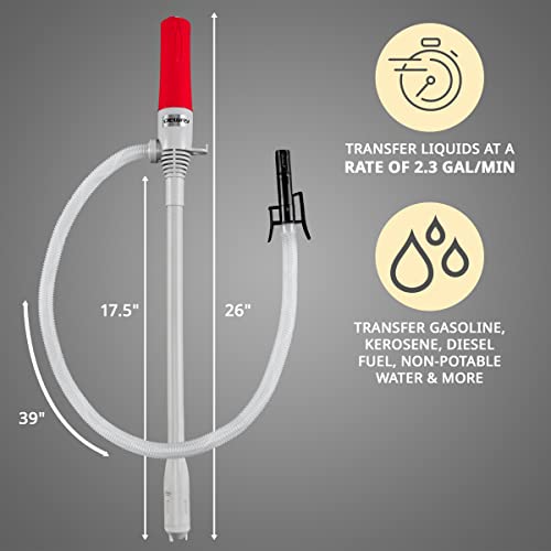 DEWAY Automatic Fuel Transfer Pump, D-Battery Powered, Auto-Stop, 2.4 GPM | Fills or empties generators, mowers, ATVs, cars and RVs without heavy lifting or spills - style: Auto-Stop
