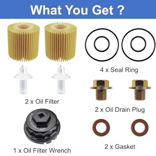 Oil Change Tool Kit, 04152-YZZA1 Oil Filter tool, Oil Filter Wrench, Drain Plug, Gasket for Select Toyota, Tacoma, Camry, Tundra, RAV4, Highlander, Lexus ES/RX/Sienna