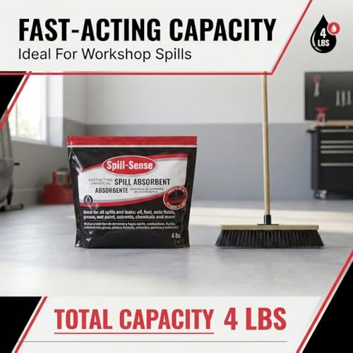Fast-Acting Universal Spill Absorbent Granules, 4 lbs – Oil, Fuel, Grease, Solvent & Chemical Cleanup, Sweeps Up Dry, No Residue