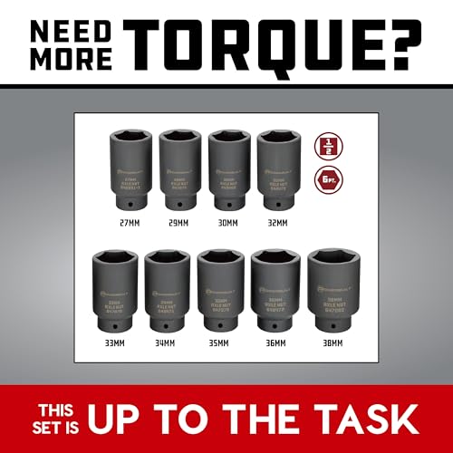 Powerbuilt 9 Piece Deluxe Axle Nut Socket Set, Tools for Removing Front Wheel Axle Nuts, Foreign Vehicles - 648991 - style: 9 Piece