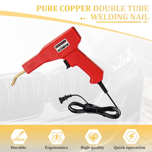 Car Plastic Welder, Vehicle Plastic Welding Kit with 200PCS Hot Welding Staplers ＆ Carry Case, Portable Automotive Bumper Crack Repair Welder Gun Set, Universal for SUV Sedan RV