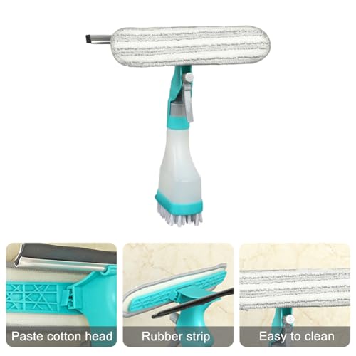 4 in 1 Window Cleaning Kit, Professional Window Vacuum Squeegee with Spray Bottle, Cleaner Brush Tools for Shower Wall Mirror Glass Car Windshield Countertop