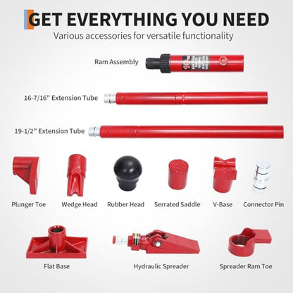 GarveeTech 10 Ton Porta Power Kit with Wheeled Storage Case, Hydraulic Jack Kit Ram Pump & 4.6 Ft/1.4 m Oil Hose for Automotive, Garage, Farm, Heavy Equipment