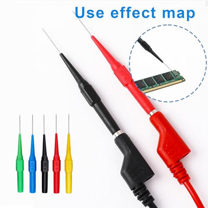 15Pcs Probes Pin Insulation Wire Piercing Needle Test Back Probe Kit Super Tip Multimeter Probe 0.7mm No-Destructive Test Probes for Car Tester Banana Socket Tester