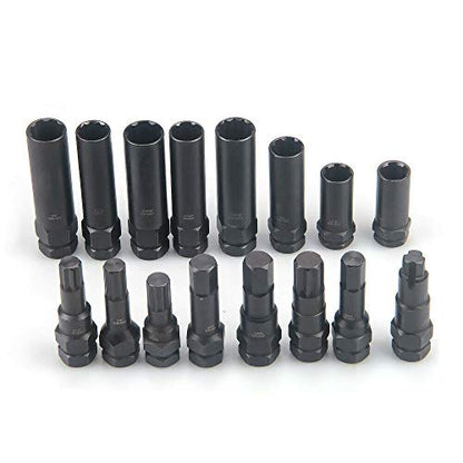 16 Piece SAE Metric Universal Locking Lug Nut Master Key Set Wheel Lock Removal Kit For Aftermarket And Factory Wheels