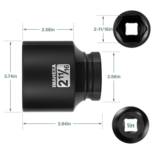 1" Drive Shallow Impact Socket,2-11/16 Inch SAE Jumbo Socket,CR-MO 6 Point for Easy Removal of Large Axle Nut（SAE) - size: 1 Inch Shallow 2-11/16", style: 1"Drive Shallow Impact Socket