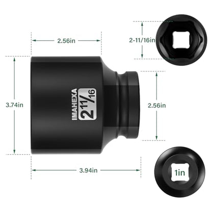 1" Drive Shallow Impact Socket,2-11/16 Inch SAE Jumbo Socket,CR-MO 6 Point for Easy Removal of Large Axle Nut（SAE) - size: 1 Inch Shallow 2-11/16", style: 1"Drive Shallow Impact Socket
