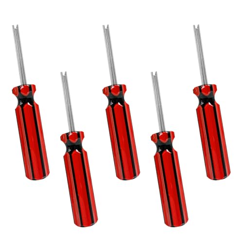 5PCS Valve Core Removal Tools, Automotive Screwdriver Tire Stem Core Removers, Universal Vehicle Tire Repair Install Tools Compatible with Most Standard Valve Cores - color: 5pcs