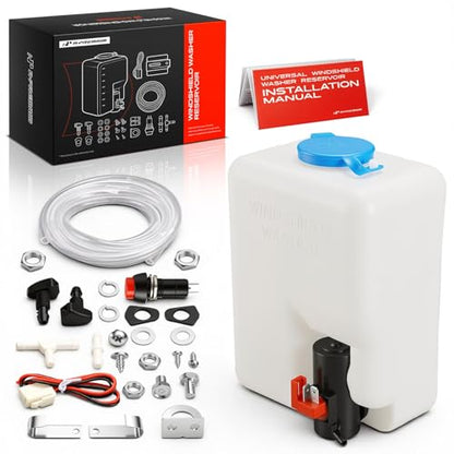 A-Premium Universal Windshield Washer Pump Fluid Reservoir Tank Bottle Kit with Jet Button Switch, 12V Washer Fluid Car Windshield Pump for ATV UTV