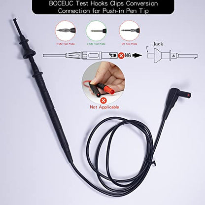 Grabber Micro Test Hook Clip for 4mm Plug Test Probe, Multimeter Mini Grabber Test Clips Conversion Connection for Push-in Pen Tip - size: 4MM PLUG
