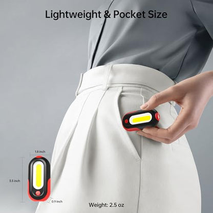 Magnetic Work Light Rechargeable, 400LM LED Work Light with COB Floodlight & Spotlight, 5 Modes, 3–7H Runtime, USB-C Magnetic Flashlight with Hook for Car Repair, Camping, Emergency