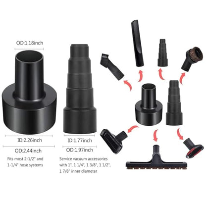 11 Pack Vacuum Attachments for Shop Vac Accessories, 1 1/4" Vacuum Attachments with Hardwood Floor Brush, 2 1/2" to 1 1/4" Vacuum Hose Adapter & 1 7/8" to 1" Adapter for shop Vac Attachment - size: 11 Pack
