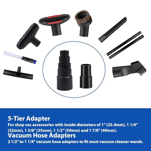 11 Pcs Universal vacuum brush attachment, vacuum accessories and attachments, 1 1/4 inch vacuum attachments for shop vac accessories, Floor Brush Vacuum Extension Wand Vacuum Hose Adapter - size: 11 Pcs
