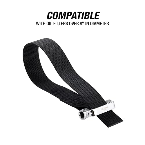 OEMTOOLS 87119 Oil Filter Strap Wrench, Dual Drive Oil Filter Removal Tool, For Filters Over 8 Inches, 27" Heavy Duty Nylon Wrench, Compatible with 3/8-Inch and 1/2-Inch Drive Tools
