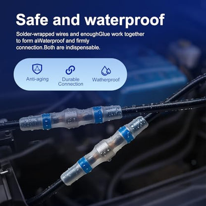 800pcs Waterproof Solder Seal Wire Connectors - Heat Shrink Self-Soldering Electrical Connectors Kit for Automotive Marine (26-10 AWG, 4 Sizes) (800PCS)