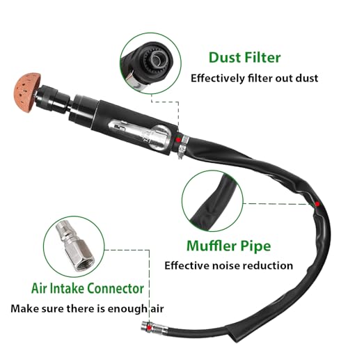 Air Tire Repair Polish Patch Tools, Include 2500rpm Low Speed Air Tire Buffer Tire Inner Liner Scrapper Patch Roller 4Pcs Tungsten Steel Buffing Wheel
