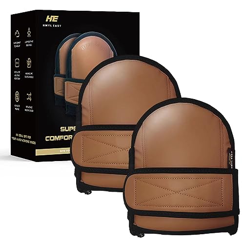 Super Soft Knee Pads for Work, Replaceable Inner Cushion Design, Leather Knee Pads for Construction, Flooring , Gardening, Cleaning, and Garage, Shorts Available rodilleras para trabajo, Beige. - size: One strsp