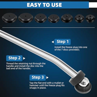 FreeTec Frost Plug Installer Remover Tool Set | remove and install frost plugs plugs from 1.36 inch to 2.34 inch with Storage Case Easy to Operate