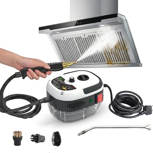 2500w Handheld High-Temperature Pressurized Steam Cleaner High Pressure Temperature Multi Purpose Heavy Duty Portable with Attachments for Car Engine Home Multi-surface 1000ml(White) - color: White