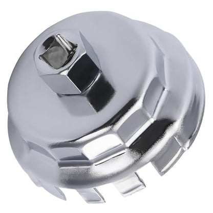 64mm 14 Flutes/6 Slots Oil Filter Cap Wrench Removal Tool Socket Compatible with Toyota, Lexus, and Scion Vehicles Equipped with 2.5L to 5.7L engines, Heavy-Duty Silver Alloy Steel - size: 6 Slot, style: Silver Alloy Steel - 6 Slot