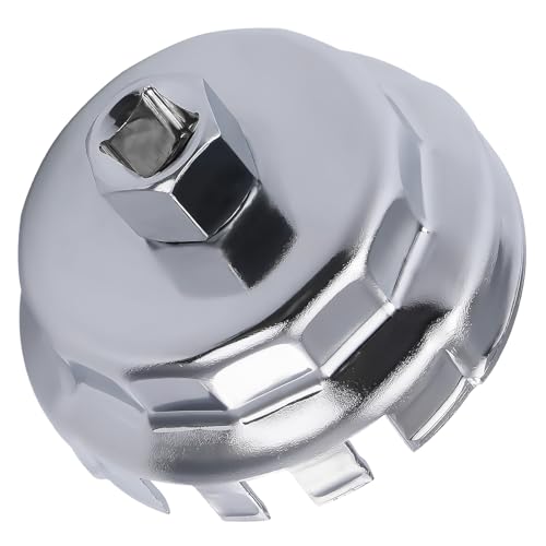 64mm 14 Flutes/6 Slots Oil Filter Cap Wrench Removal Tool Socket Compatible with Toyota, Lexus, and Scion Vehicles Equipped with 2.5L to 5.7L engines, Heavy-Duty Silver Alloy Steel - size: 6 Slot, style: Silver Alloy Steel - 6 Slot