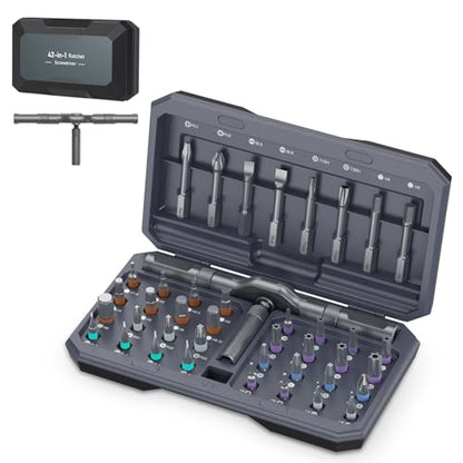 Upgraded 42 in 1 Magnetic Screwdriver Set, Ankilo DIY Ratchet Screwdriver Set, Multi Bit Magnetic Drive with 40 PCS Portable Repair Tool Kit for Valentine's Day Gifts Home, Bike, Repairs (Grey) - color: #Grey