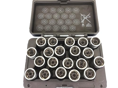 TEMO 20 pc Wheel Lock Lugnut Anti-Theft Screw Lug Nut Removal Key Socket Set for Vw Audi Vag Volkswagen - size: Complete Set (20 Pieces)