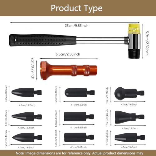 Paintless Dent Repair Kit Professional Auto Body Puller Tool - 11 Pack | Features PDR hammer, tap-down pen, and 9 shaped heads for car body and appliance metal panel DIY repair - size: Dent Puller Kit-11 Pack