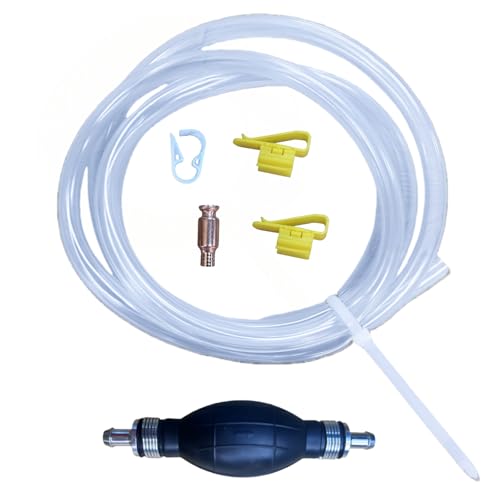 Hand Siphon Pump - Fuel Transfer Pump, Portable Gasoline Transfer Pump with 10 Ft PVC Hoses, Gas Siphon Pump for Water, Diesel, Petrol, Liquid, for Car, Boat, Lawn Mower