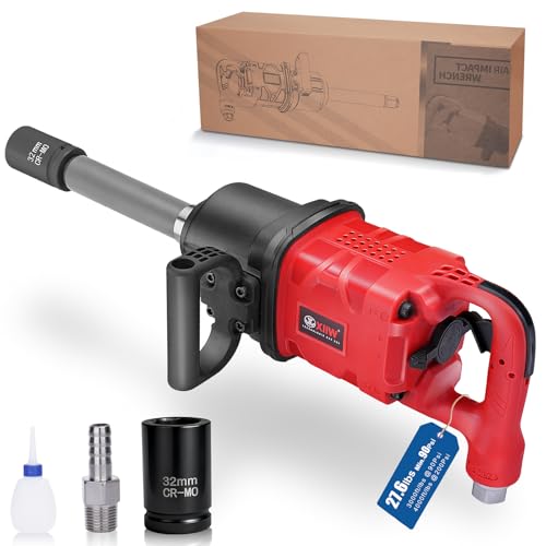 XIIW 1 Inch Air Impact Wrench, Up to 4000 ft-lbs High Reverse Torque | 27.6lbs Lightweight 1'' Impact Gun w/ 9 Inch Extended Anvil and 2 D Handles 3800RPM Pneumatic Impact Wrench for Repairs - size: 1 Inch | 4000 ft-lbs w/9" Extended Anvil