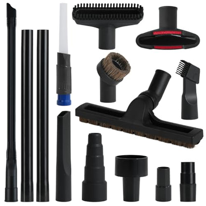 Universal Vacuum Attachments for Shop Vac, 2 1/2" to 1 1/4" Vacuum Hose Adapter, 1 7/8" to 1" Adapter Dust Brush Extension Wand Flexible Crevice Tool Attachment Kits for Shop Vac Accessories