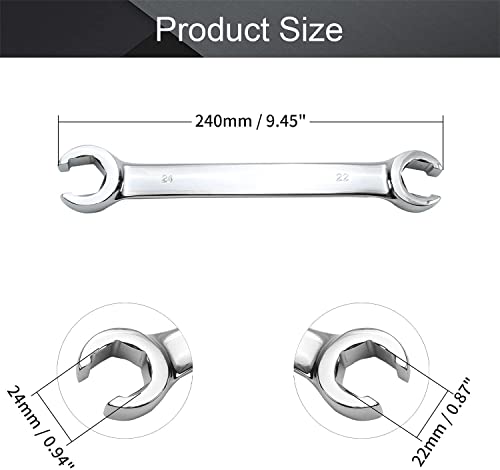 Heyiarbeit Flare Nut Wrench, 22mm x 24mm Metric Double Open End, 2Pcs - size: 22*24mm, style: 2PCS