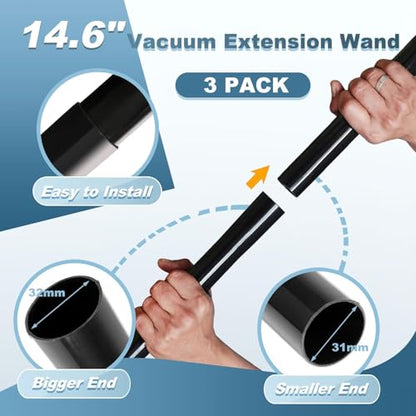 12 Pcs Universal Vacuum Attachment Kit, Vacuum Hose Adapter, 1-1/4" Vacuum Cleaners Accessories with Horse Hair Brush Extension Wand Wheeled Floor Brush Flexible Crevice Tool - size: 12 Pcs
