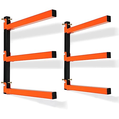 Thanaddo 3-Level Metal Storage Rack, Heavy Duty Wall Mount, 330 lb Capacity, for Lumber, Wood, Pipes, Garage, Workspace (2 Pack) - style: 2 Pack