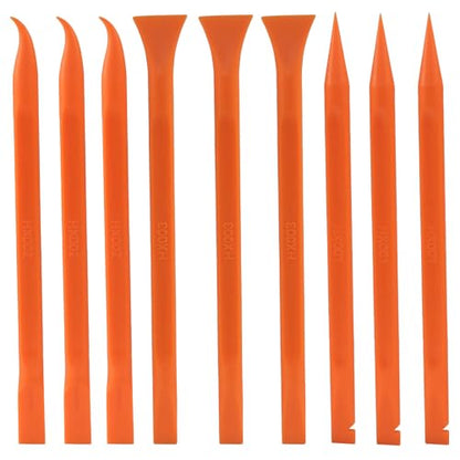 Plastic Scraper Tool 9 Pieces Non-Scratch Cleaning Kit for Tight Spaces, Remove Stickers Labels Oil Stains Food Dirt(Orange) - color: Orange